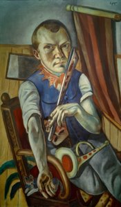 Auto-retrato com berço e trompete (Auto-retrato como palhaço)