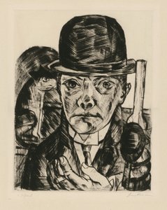 Autorretrato com chapéu rígido de Max Beckmann