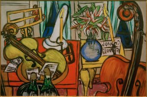 Natureza Morta com Violoncelo e Violino Baixo de Max Beckmann