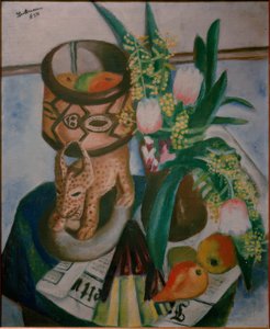 Natureza Morta com Escultura Africana de Max Beckmann