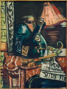 Natureza Morta com Garrafa de Licor Slanting e Buda de Max Beckmann