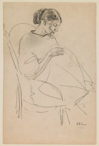 Estudo de uma mulher a coser de Max Beckmann