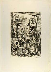 The Tall Man, placa cinco de Jahrmarkt de Max Beckmann