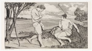 Apolo e Dafne I (Salvamentos de vítimas ovidianas, Opus II, folha 10) de Max Klinger