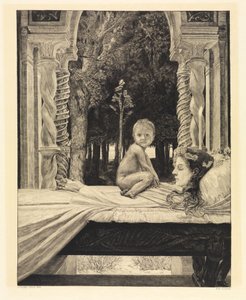 Mãe e Filho (Mãe Morta) (Sobre a Morte, Segunda Parte, Opus XI, folha 9) de Max Klinger