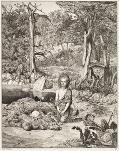 Simplicius junto ao túmulo do eremita de Max Klinger