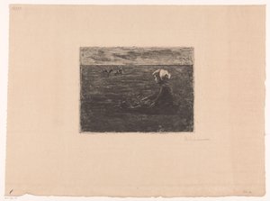 Pastor jovem sentado no campo de Max Liebermann (signed by artist)