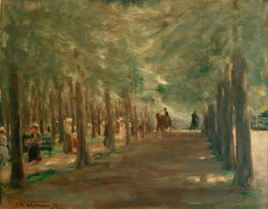 Beco no Tiergarten com cavaleiros e caminhantes de Max Liebermann