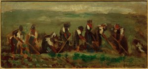 Trabalhador no campo de nabo - estudo de composição de Max Liebermann