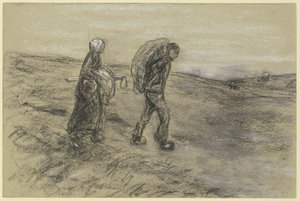 Trabalhador a regressar do trabalho no campo com a mulher de Max Liebermann