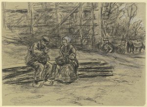 Operário a comer o seu almoço de Max Liebermann