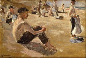 Rapazes a tomar banho (óleo sobre cartão) de Max Liebermann