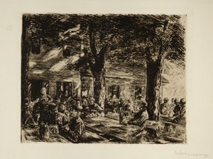 Esplanada-cervejaria em Brannenburg, perto de Rosenheim de Max Liebermann