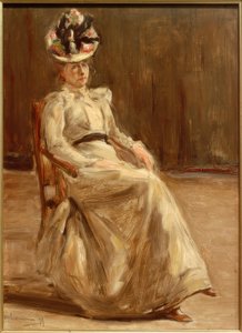 Retrato de uma senhora sentada em figura completa de Max Liebermann