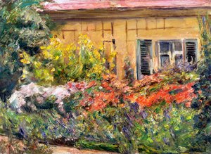 Plantas perenes em flor junto à casa do jardineiro, para norte de Max Liebermann