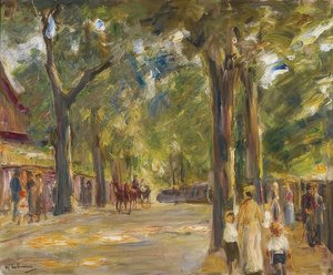 O grande Seestrasse em Wannsee com caminhantes de Max Liebermann