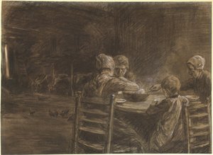 Camponeses da Frísia Oriental comendo a ceia de Max Liebermann