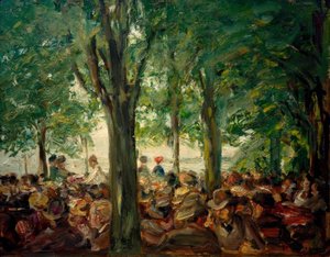 Restaurante de jardim no Havel sob árvores (Schildhorn &39;) de Max Liebermann