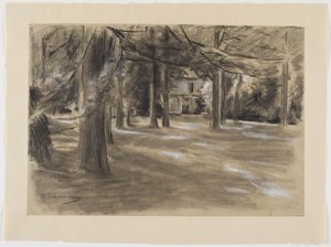 Paisagem de parque holandesa com uma casa de Max Liebermann