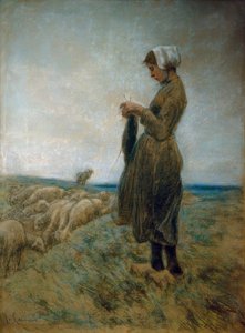 Menina do pastor holandês (pastora de tricô) de Max Liebermann