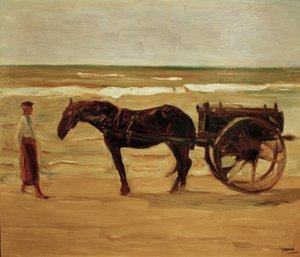 Carrinhos do terapeuta de banho na praia de Max Liebermann