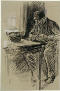 Velho a descascar batatas em Laren de Max Liebermann