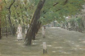 Kirchenallee em St. Georg, Hamburgo (pastel sobre papel) de Max Liebermann