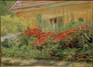 M.Liebermann, Blumenstauden am Gärtnerhäuschen para o norte de Max Liebermann