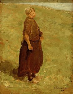 Garota na duna, de pé à direita de Max Liebermann