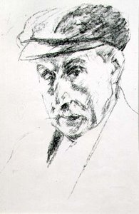 Retrato de um Homem em Boné, possivelmente auto-retrato, depois de 1923 (litho) de Max Liebermann
