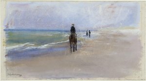 Cavaleiro na praia de Max Liebermann