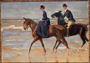 Cavaleiro e cavaleiro na praia de Max Liebermann