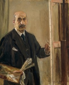 Auto-retrato no cavalete. 1916 de Max Liebermann
