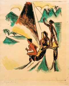 Barco com estabilizador (dos mares do sul) de Max Pechstein