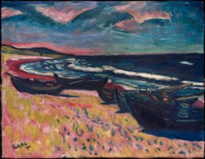 Barcos na praia de Nidden de Max Pechstein