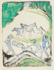 A dança (Dançando e tomando banho no lago da floresta) de Max Pechstein