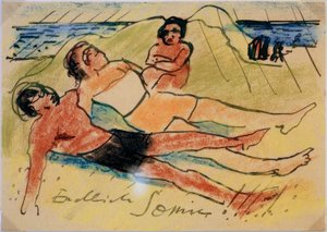 Tomando sol na praia de Max Pechstein