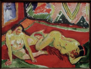 Dois nus femininos no quarto de Max Pechstein