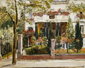 O jardim da frente da Villa Steinbart em Berlim; O jardim da frente da Villa Steinbartschen em Berlim, 1911 de Max Slevogt