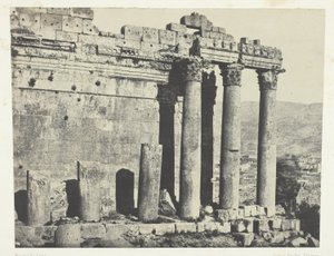 Baalbeck (Heliópolis), Templo de Júpiter, fachada ocidental; Síria de Maxime Du Camp