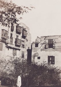 Cairo, casa e jardim no Bairro Francês, com Gustave Flaubert, 1850 de Maxime Du Camp