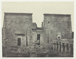 Drômos e Philônes, Grande Templo de Ísis em Pilônes; Núbia, chapa 72 do álbum "Egypte, Nubie, Palestine et Syrie" (1852) de Maxime Du Camp