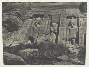 Ibsamboul, Parte Méridional do Espaço de Hathor; Núbia, chapa 110 do álbum "Egypte, Nubie, Palestine et Syrie" (1852) de Maxime Du Camp
