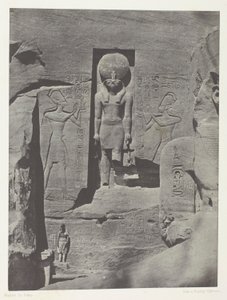 Ibsamboul, Esculturas da entrada do Spéos de Phrè, Núbia, chapa 105 do álbum "Egypte, Nubie, Palestine et Syrie" (1852)