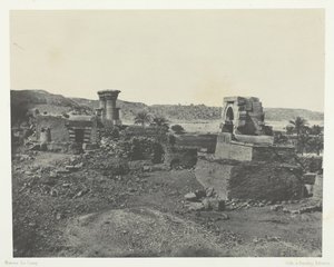 Village and Temple of Beghé Island, a oeste de Philoe, Nubia, 184951, impresso em 1852. de Maxime Du Camp