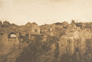 Vista da Piscina Probática e um bairro em Jerusalém, agosto de 1850. de Maxime Du Camp