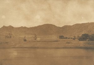 Vista do nordeste de Philae - aldeia Kolokina, 1849-50. de Maxime Du Camp