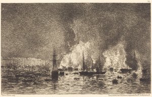 Incêndio no porto de Bordeaux de Maxime Lalanne
