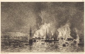 Incêndio no porto de Bordéus de Maxime Lalanne