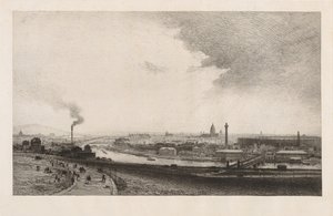 Paris em 1867, vista do trocadero, 1867. de Maxime Lalanne